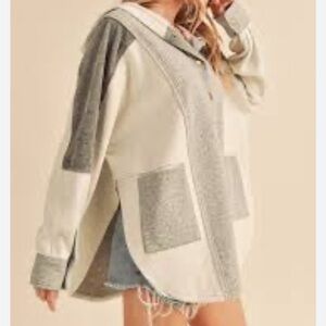 Gray and Cream Hooded Jacket